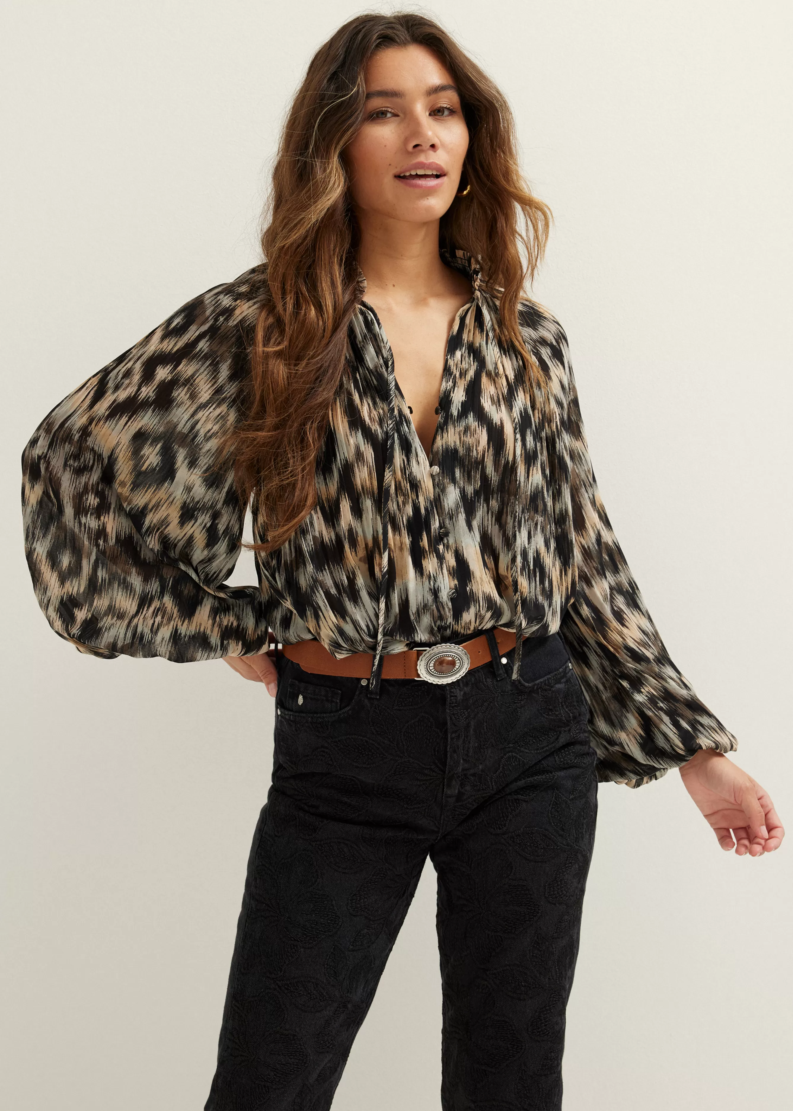 Blouse met all-over print<Cotton Club Fashion